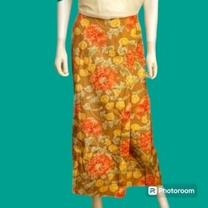 WORTHINGTON 1990s Silk Floral Wrap Pastel Maxi Skirt